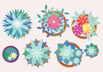 Vector Watercolor Potted Flowers Collection - vector gratuit #442591 