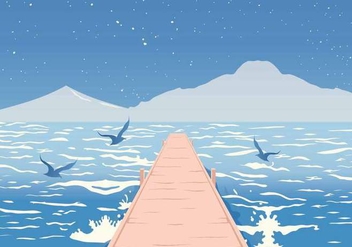 Boardwalk on the Sea Vector Illustration - vector #442761 gratis