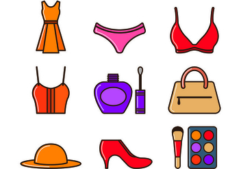 Set Of Woman Equipment Icons - vector gratuit #443691 