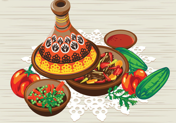 Vegetable Tajine with Chicken and Tomato Sauce - Free vector #443991