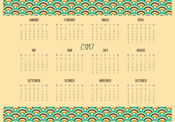 Retro Desktop 2017 Calendar Illustration - бесплатный vector #444031