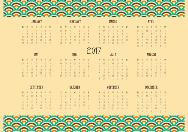 Retro Desktop 2017 Calendar Illustration - бесплатный vector #444031