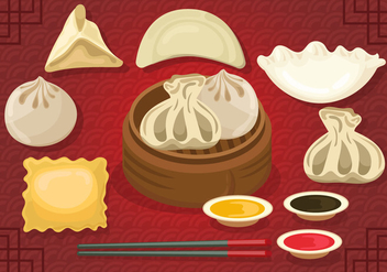 Set Of Delicious Dumplings - Free vector #444111