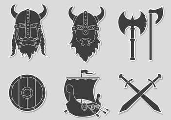 Flat Sticker Viking Set - vector gratuit #444141 
