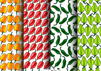 Vector Set Of Seamless Habanero Peppers Patterns - бесплатный vector #444241