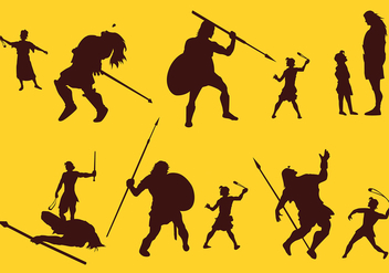 David And Goliath Silhouette Story Free Vector - Free vector #444401