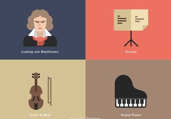 Beethoven Music Flat Vector Icons - Free vector #444601