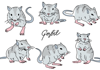 Gerbil Mouse Pose Hand Drawn Doodle Vector Illustration - vector gratuit #445021 