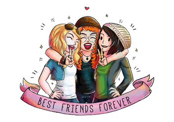Three Cute Happy Friends Together Vector - Free vector #445121