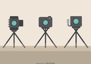 Cameras On Tripods Flat Vector Icons - Free vector #445271