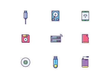 Storage Devices Icons - vector #445771 gratis