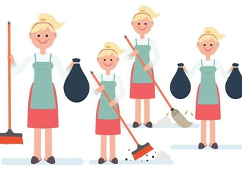 Women Character Vectors Cleaning Up - Free vector #445841