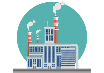 Industrial Landscape With Smoke Stack Vector Illustration - Free vector #445881