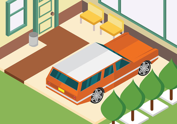 Isometric Station Wagon Parked at Home Vector - vector gratuit #446051 