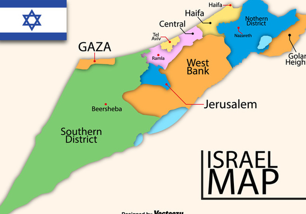 Vector High Detailed Map Of Israel - Free vector #446291