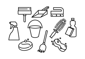 Free Cleaning Tools Line Icon Vector - vector #446341 gratis