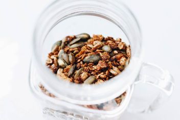 Homemade granola in a jar. Healthy food. - Free image #454441