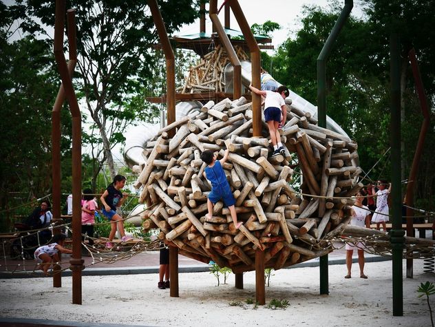 fun day @ redeveloped jurong lake gardens - wood climbing - image gratuit #460581 