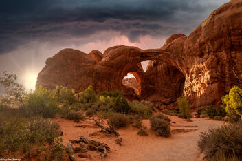 Arches National Park - Sun Rain Lightning - Free image #473161