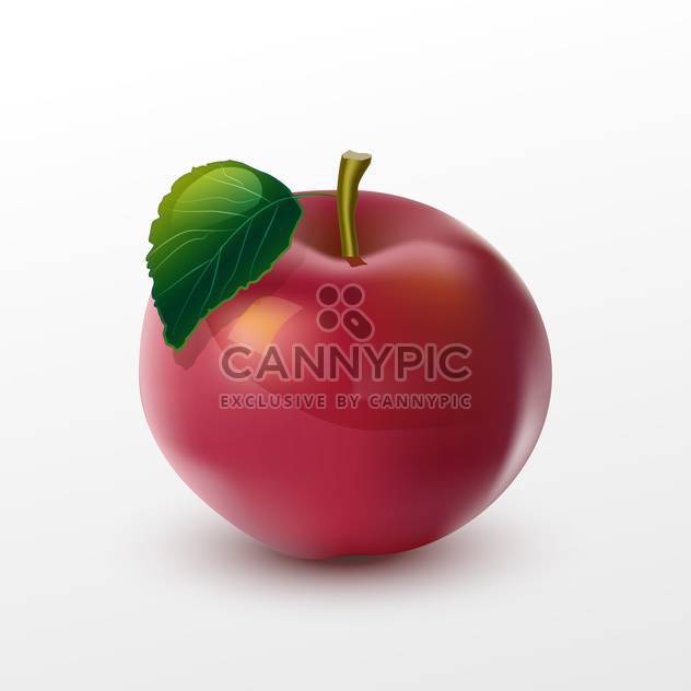Vector illustration of red ripe apple with green leaf on white background - Kostenloses vector #125761