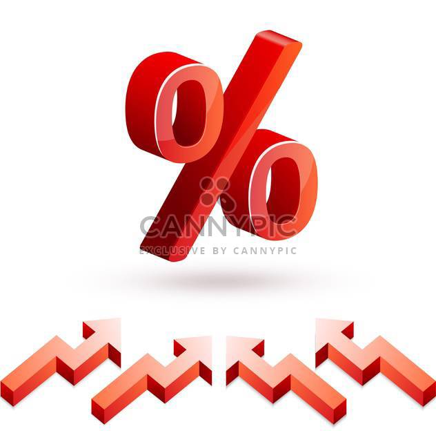 Vector illustration of red color percent and arrows icons on white background - Free vector #125801