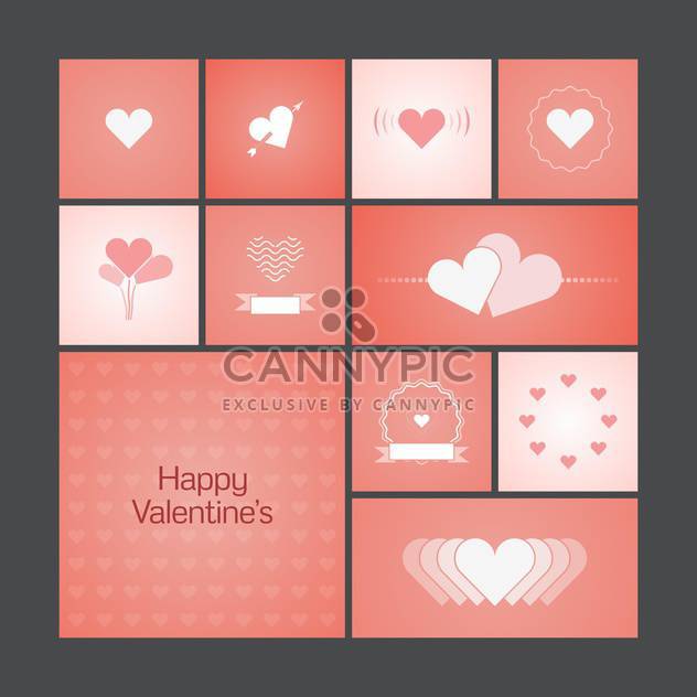 Vector illustration of greeting cards with hearts for Valentine's Day - Kostenloses vector #125811