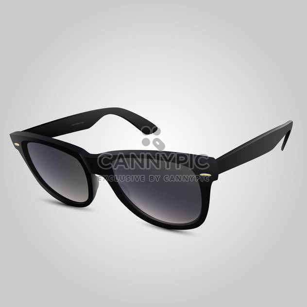 Vector illustration of plastic black sunglasses on grey background - vector #126061 gratis