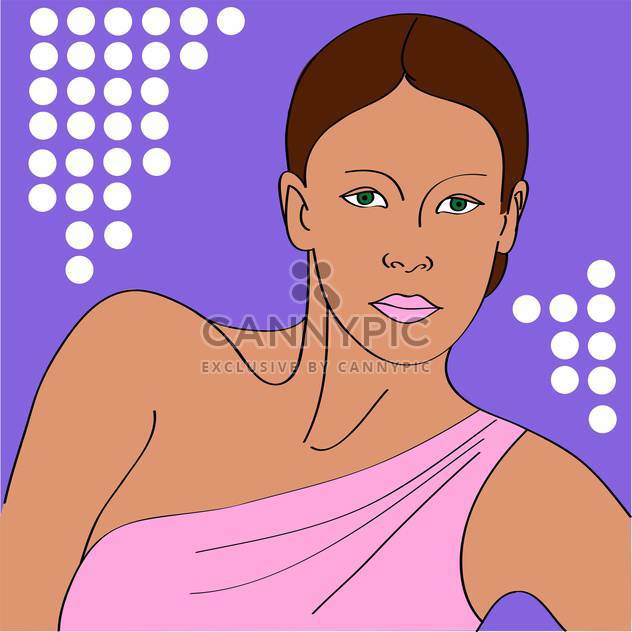vector portrait of woman in pink dress on purple background - Kostenloses vector #126271