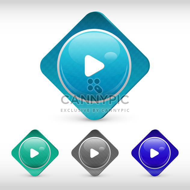 Vector play web rectangle buttons on white background - бесплатный vector #126351