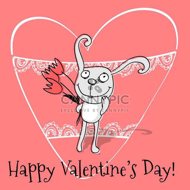 Vector greeting card with rabbit for Valentine's day - vector gratuit #126701 