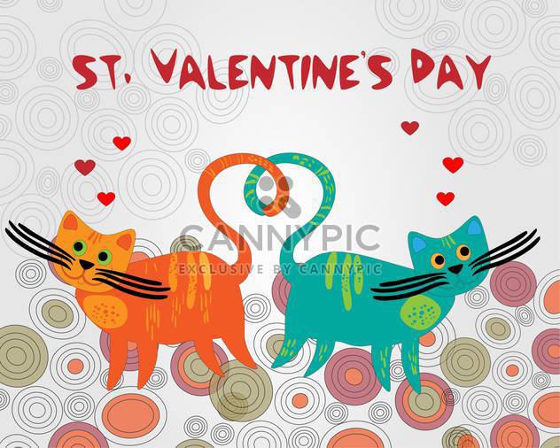 Vector colorful background with cats for Valentine's day - vector gratuit #126811 