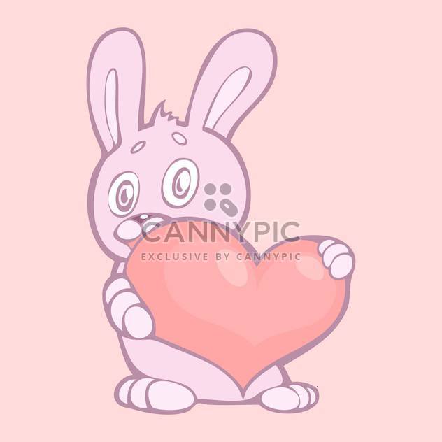 vector illustration of lovely rabbit holds pink heart with text place - бесплатный vector #127391