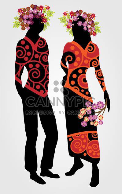 Couple with floral wreath on white background - vector #127511 gratis