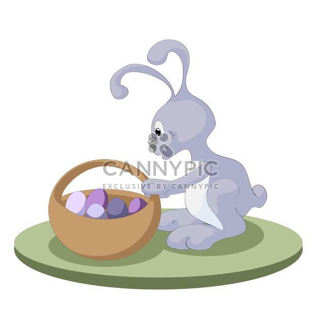 Easter bunny rabbit with easter basket full of decorated easter eggs on white background - Kostenloses vector #127861