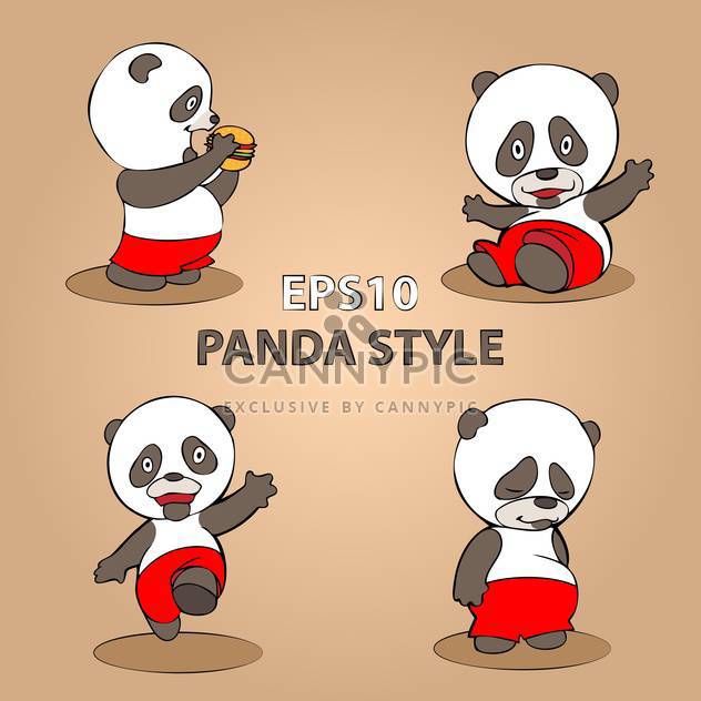vector set of cartoon panda on beige background - бесплатный vector #127881