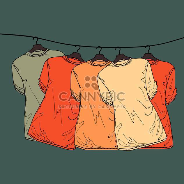 vector grey background with colorful shirts on hangers - Kostenloses vector #128011