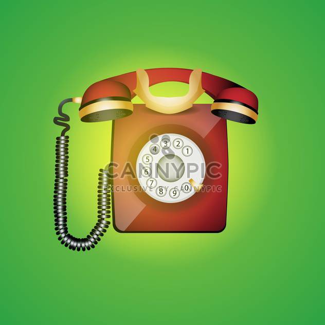 colorful illustration of old phone on green background - vector #128031 gratis
