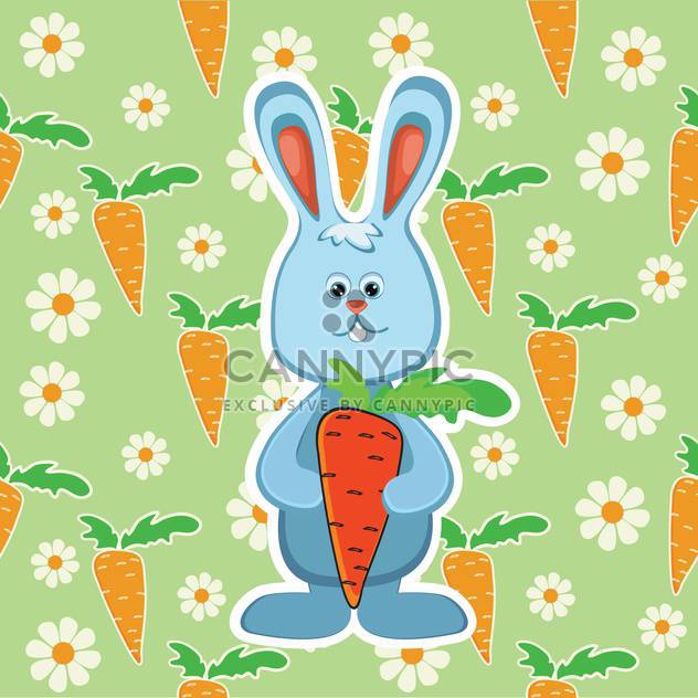 colorful illustration of Rabbit with orange carrot on green background - Kostenloses vector #128081