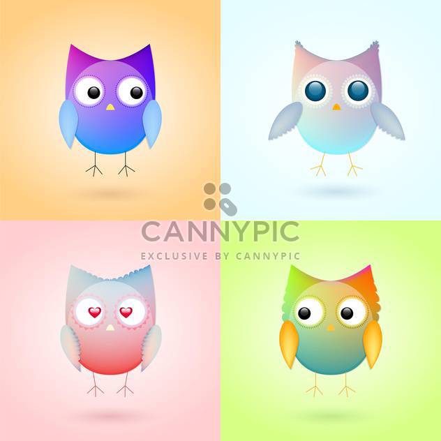 Set with cute colorful owls - vector #128151 gratis