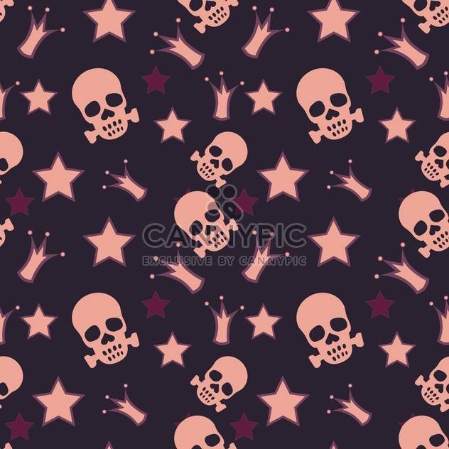 Seamless background with skulls, crowns and stars - vector #128261 gratis
