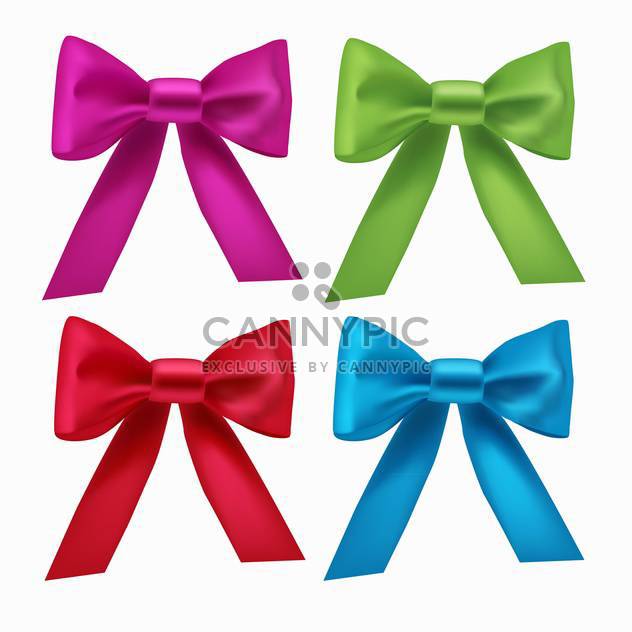 Vector set with colorful ribbon bows, isolated on white background - Free vector #128311