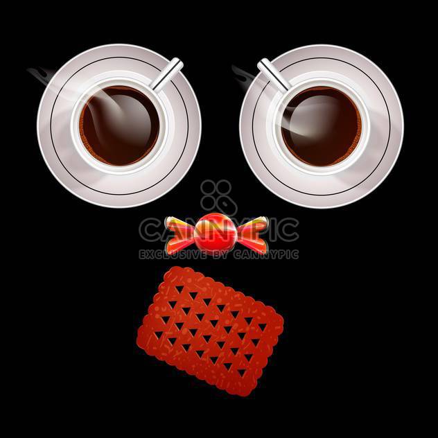 Vector illustration of two cups of coffee and sweets - vector #128491 gratis