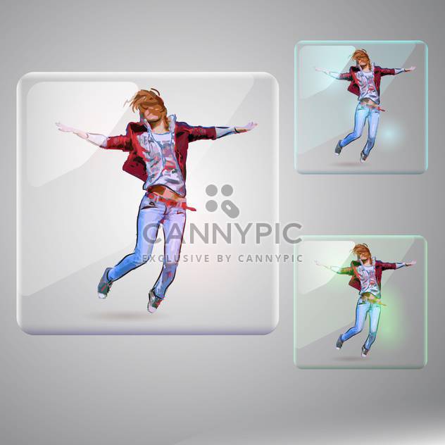 Vector set with happy jumping girl - vector gratuit #128811 
