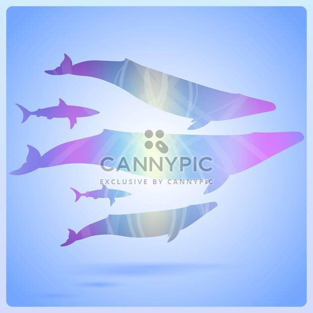 Whale on abstract ocean background, vector illustration - Kostenloses vector #128841