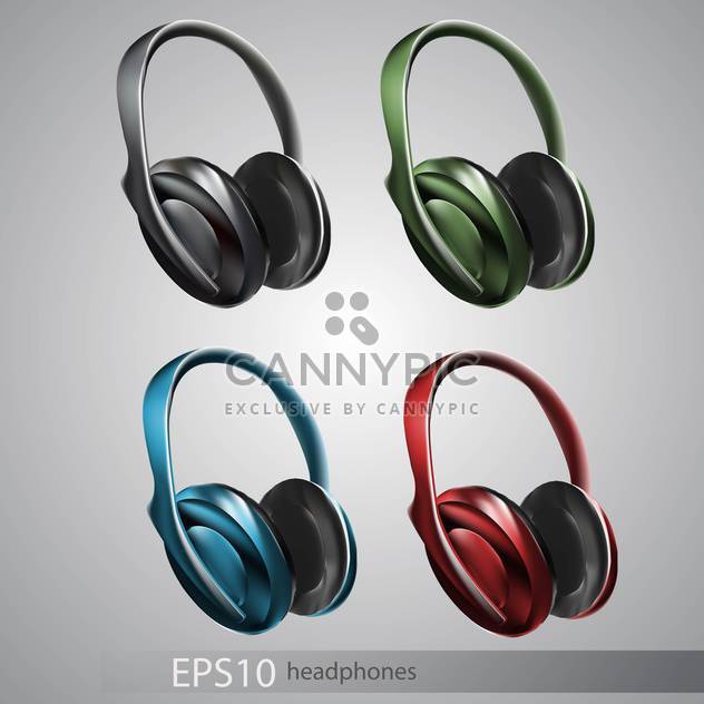 Vector illustration of headphones icon set on grey background - Free vector #128951