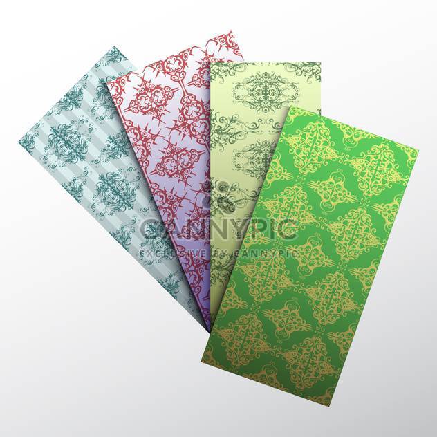 set of colorful damask business cards - vector gratuit #129041 