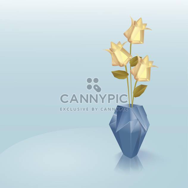 Origami vase with yellow roses on blue background - Free vector #129201
