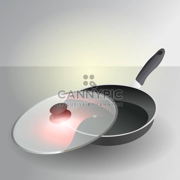 Vector illustration of black kitchen pan with lid - Free vector #129341