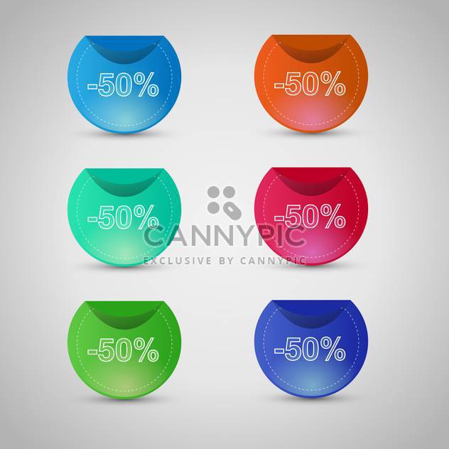 vector set of colorful sale stickers and labels on gray background - vector gratuit #129611 