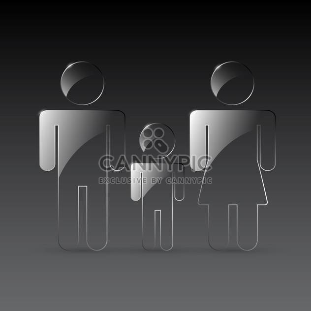 Vector transparent man, woman and child signs on gray background - vector gratuit #129691 
